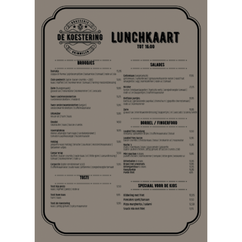 Lunchkaart | Brasserie de Koestering